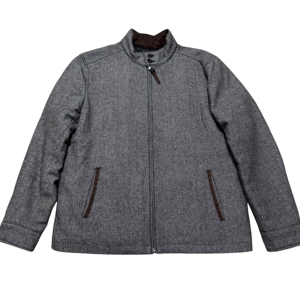 Banana Republic Men’s Herringbone Wool Blend Jacket Full Zip Gray Size Large